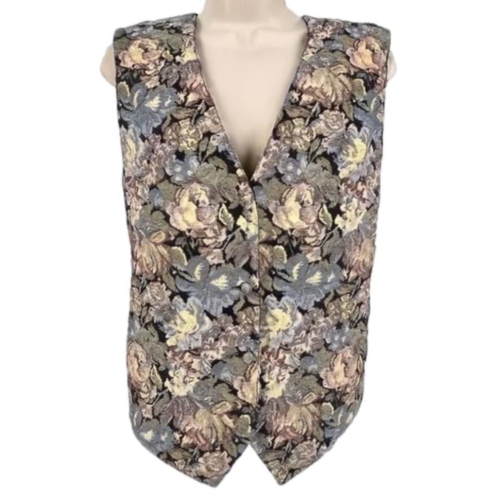 United Team‎ Vintage Tapestry Vest Women's M Cottagecore Prairie Grandmacore